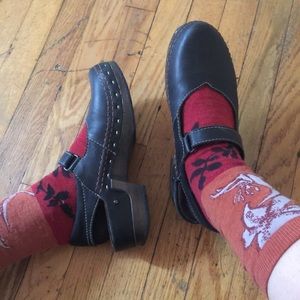 Wolky Black Leather Clog 41 10 10.5 Comfort Velcro